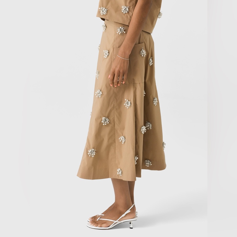 Simkhai Novanna Embellished Midi Skirt in Taupe - Picture 4 of 8